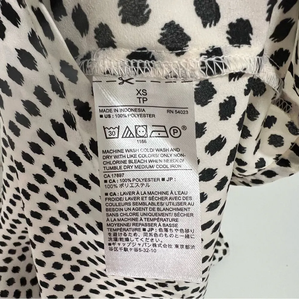 Banana Republic White & Black Satin Polka Dot Off the Shoulder Blouse SizeXS New - Image 6