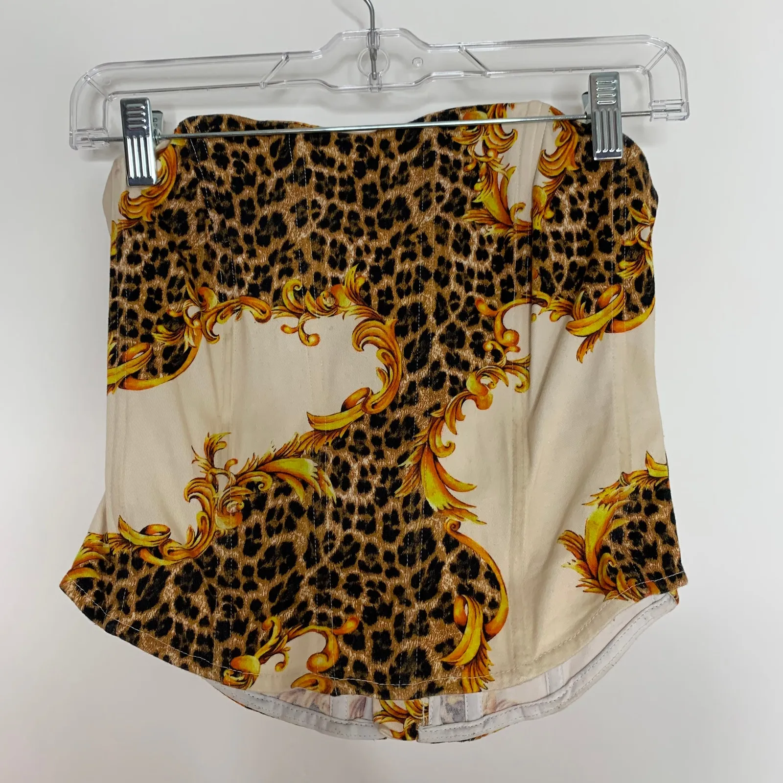 MIAOU X Urban Outfitters Perrie Corset Top Leopard Womens XS White - Image 3