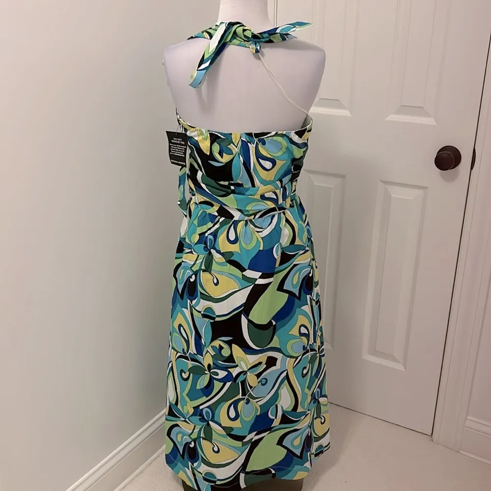 Boston Proper Valencia Abstract Print Halter Fit and Flare Midi Dress - Image 5