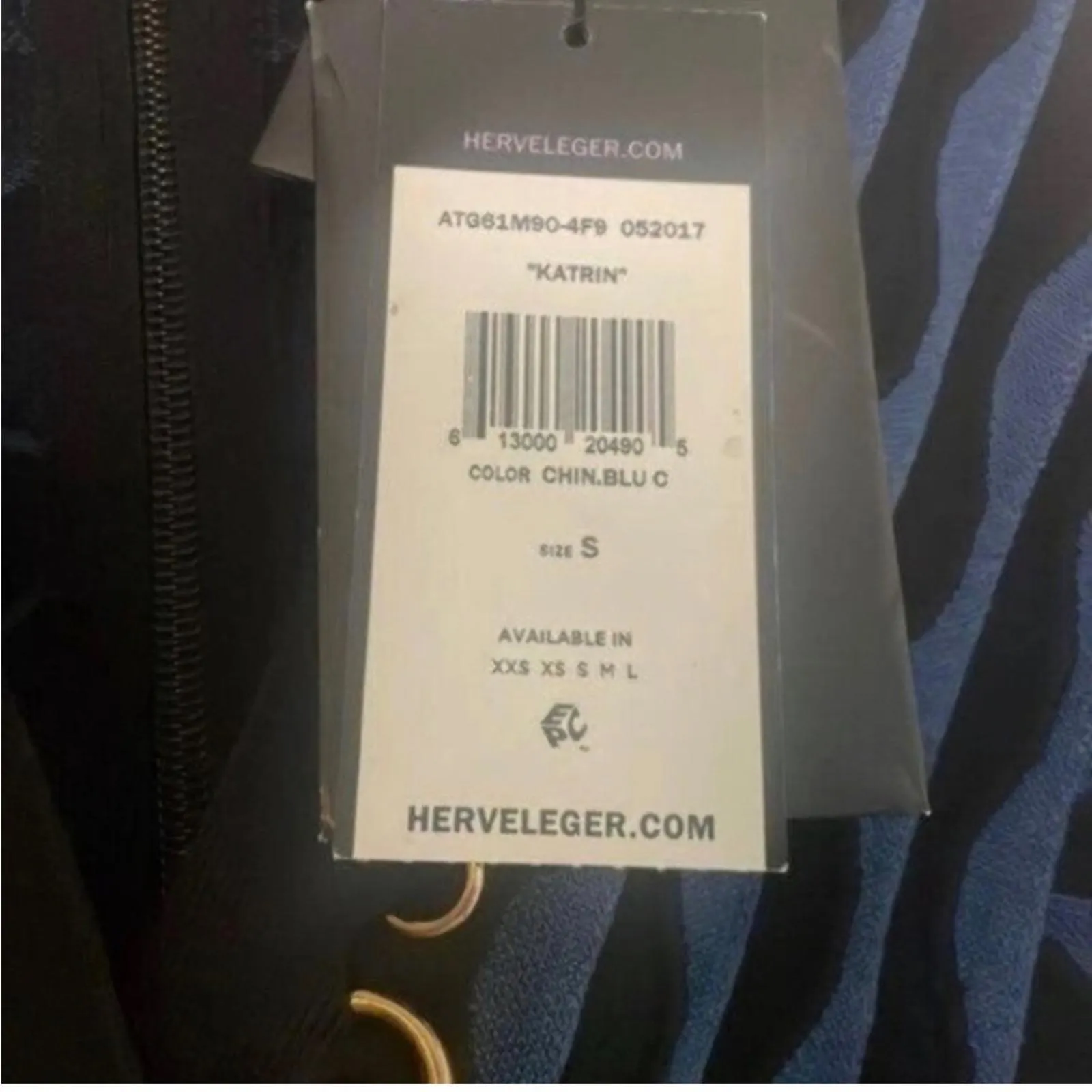 NWT Herve Leger by Max Azria Katrin Blue and Black Bandage Ruffle Hem designer - Image 7