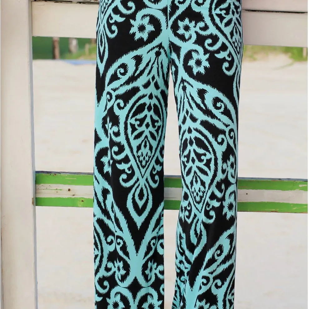 Cezanne EUC Black and Teal Wide Leg Pants Size M - Image 2