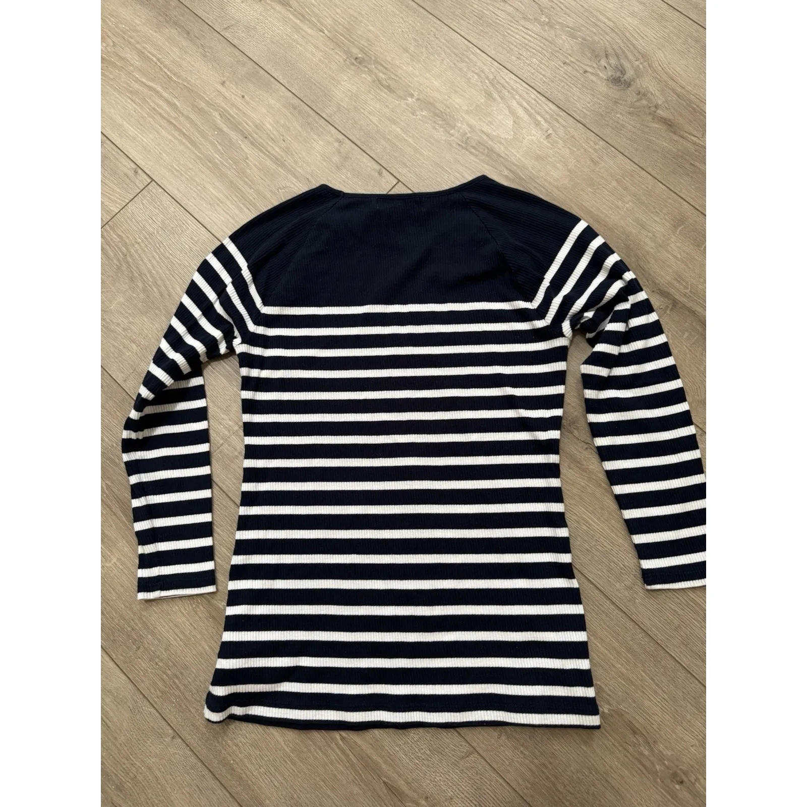 LAUREN RALPH LAUREN Women's Top‎ Navy Cotton Knit Sz Petite PS Boatneck Nautical - Image 3