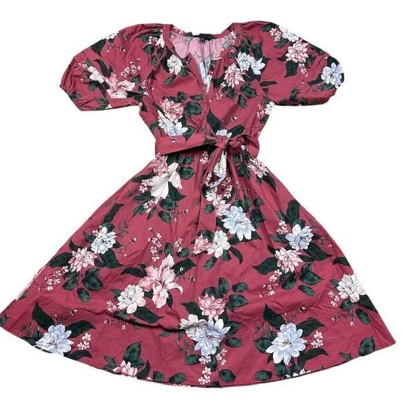 Banana Republic Petites Floral Poplin Midi Dress Size 10 Spring Casual - Image 2