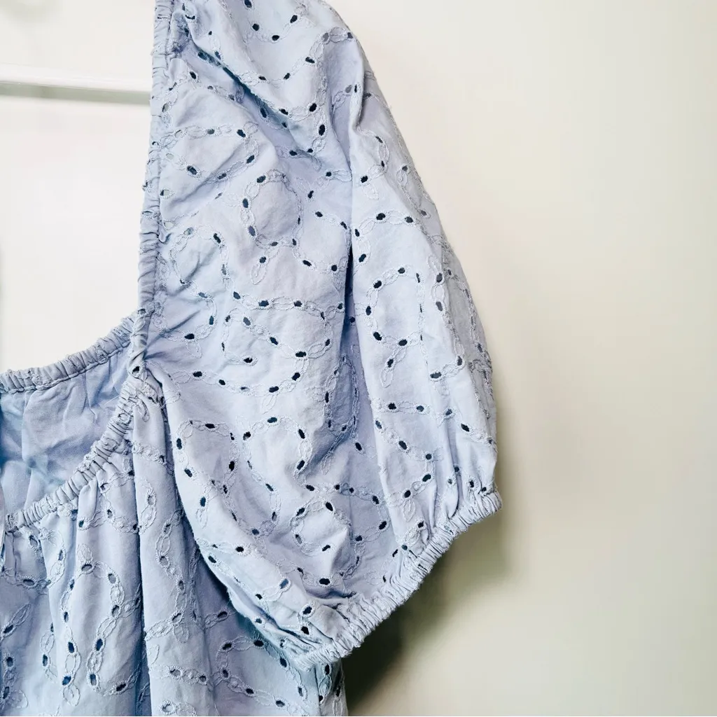 & Other Stories Women's Voluminous Broderie Anglaise Mini Dress - Dusty Blue NWT - Image 6