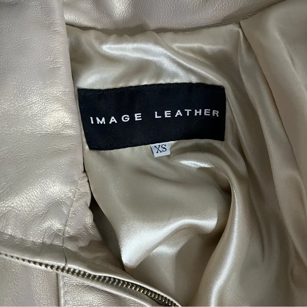 IMAGE LEATHER A Line Leather Swing Coat Jacket Oversized Size XS VINTAGE - Image 7