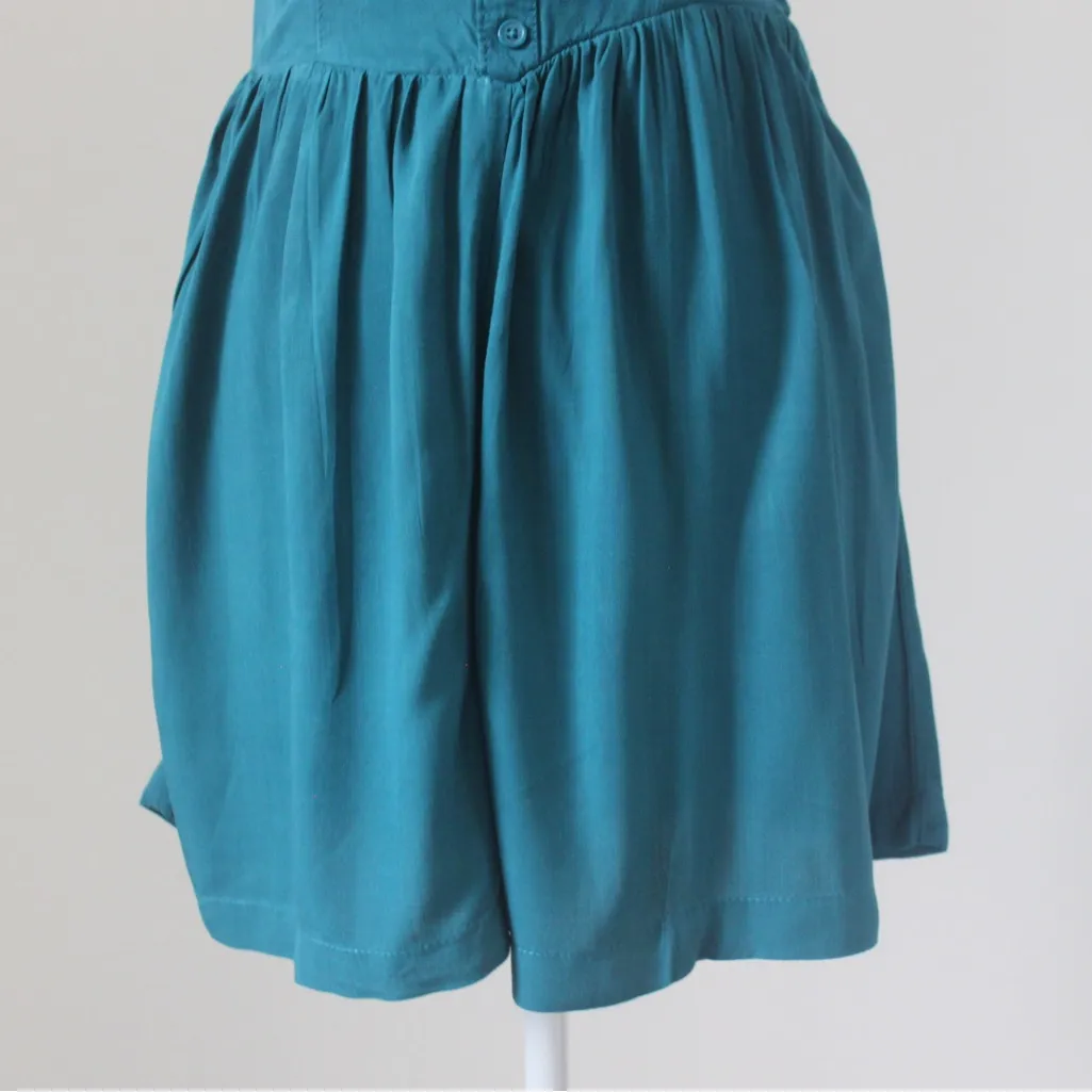 Wild Fable Teal Sleeveless Flowy Short Button Summer Casual Romper Medium - Image 4