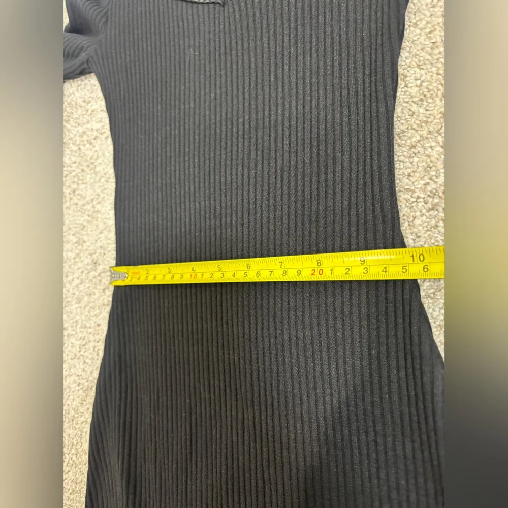 AYM Sweater Bodycon Ribbed Long Sleeve V Neck Cotton Blend Mini Dress XS Black - Image 10