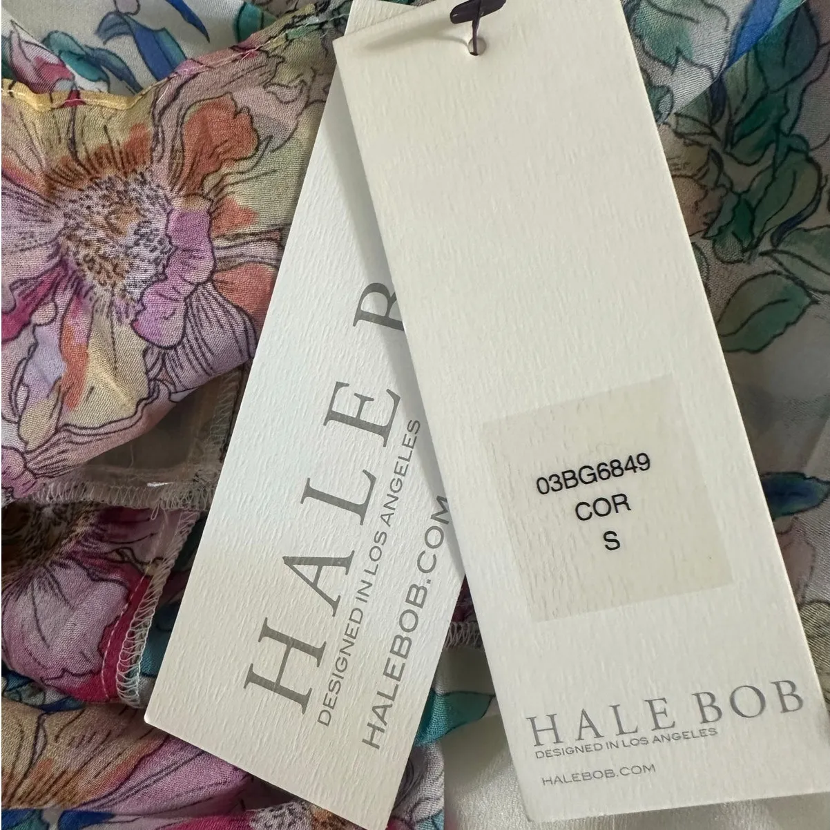 Hale Bob Mini Dress Floral Flutter Sleeve Sweetheart Neck Ruffle New - Image 5