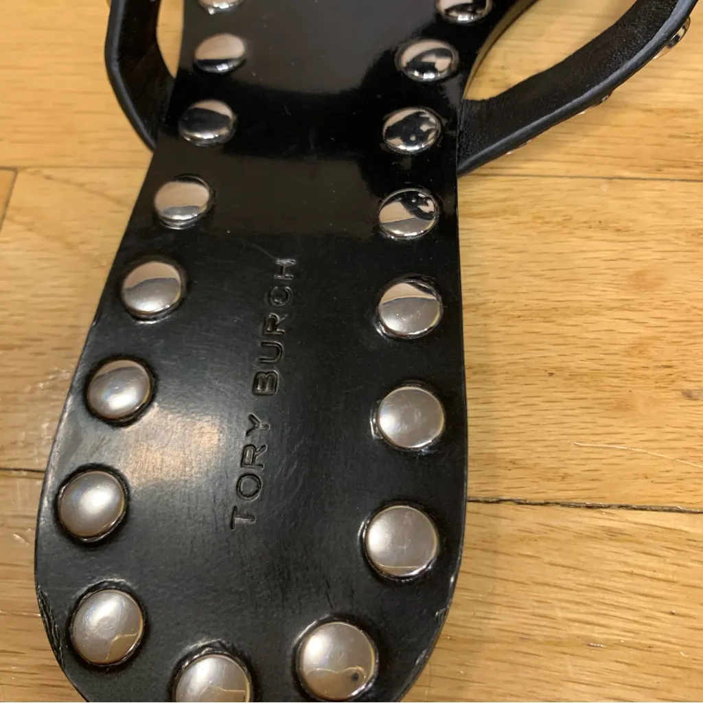 Tory Burch Black Miller Stud Thong Sandals - Size 7 - Image 6