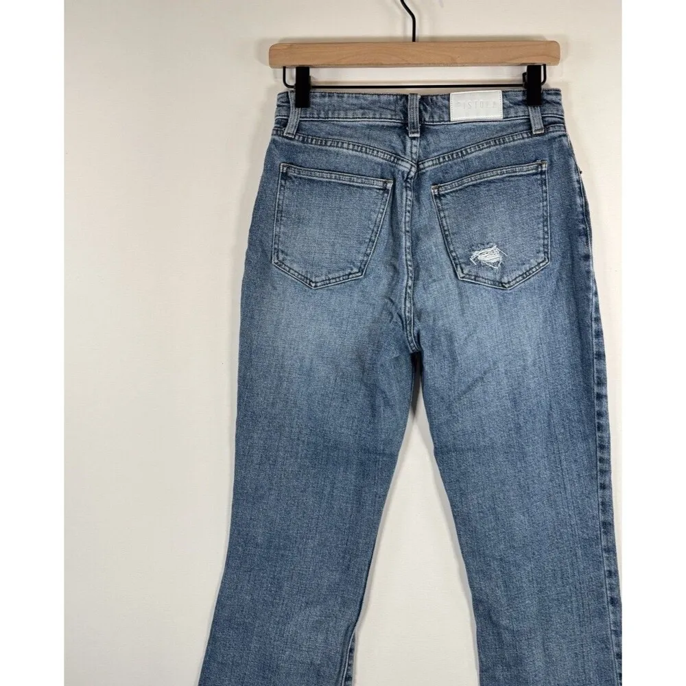 PISTOLA Womens Jeans Blue Lennon Mid Rise Boot Cut Cropped Distressed Size 27 - Image 9