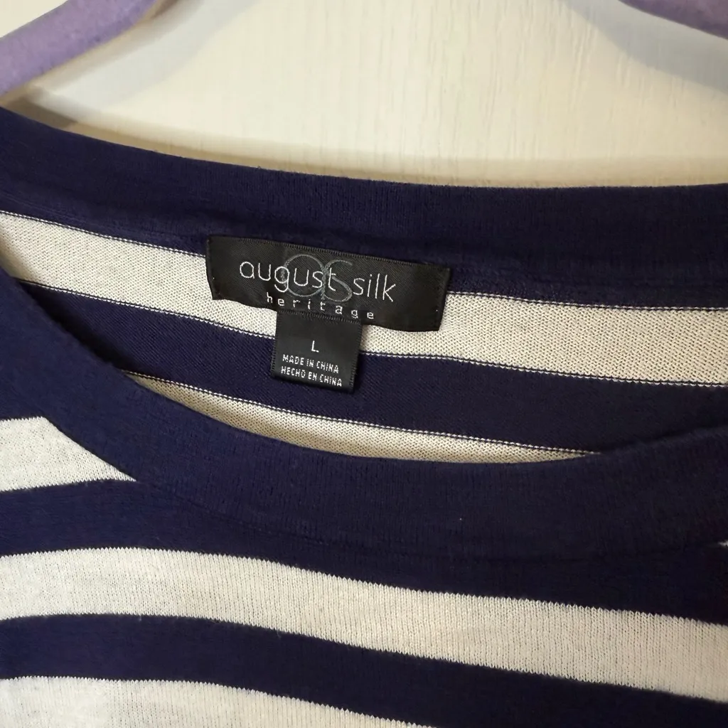 August Silk Navy and White Striped Top - Image 4