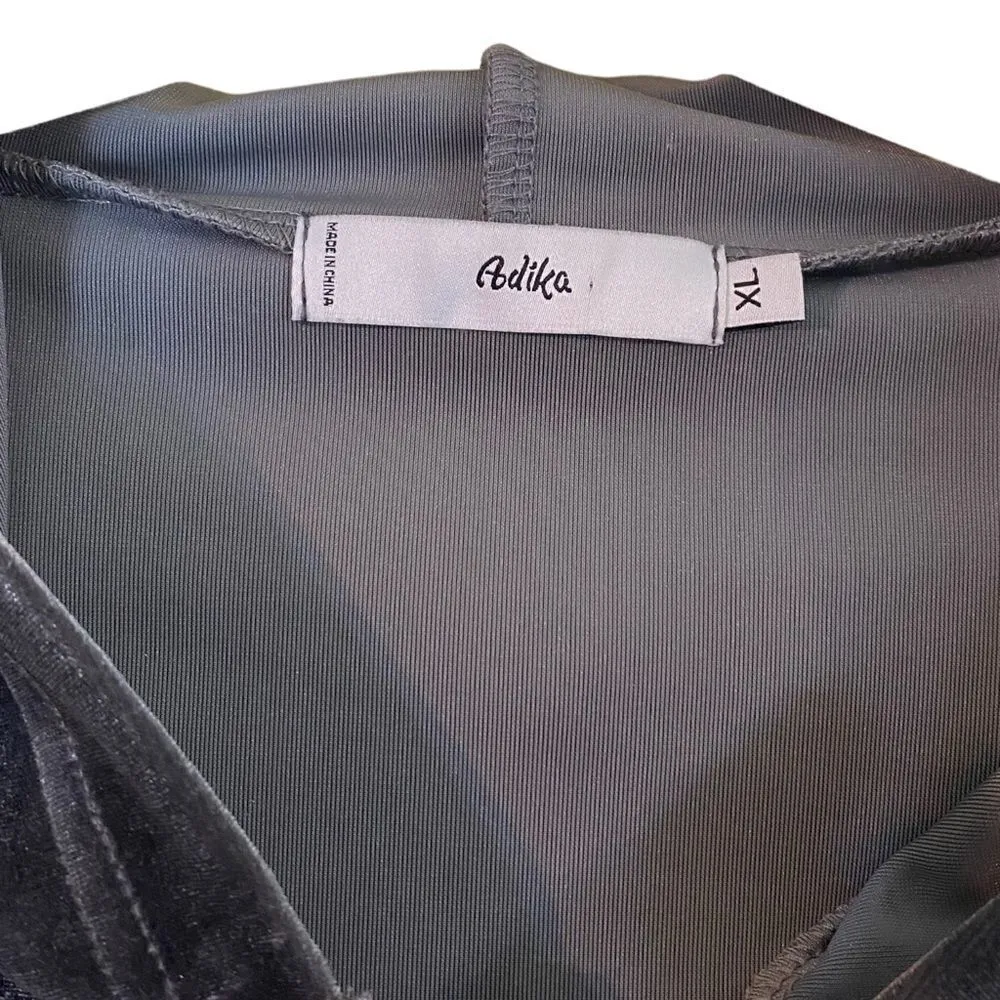 Adika Gambino Gray Zip-Up Velvet Crop Top Hoodie Size XL - Image 7