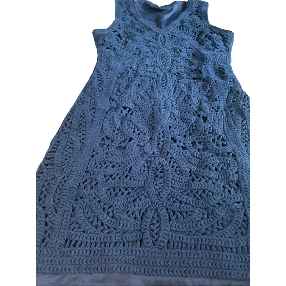Skies are Blue Navy Chunky Knit Mini Dress - Image 2