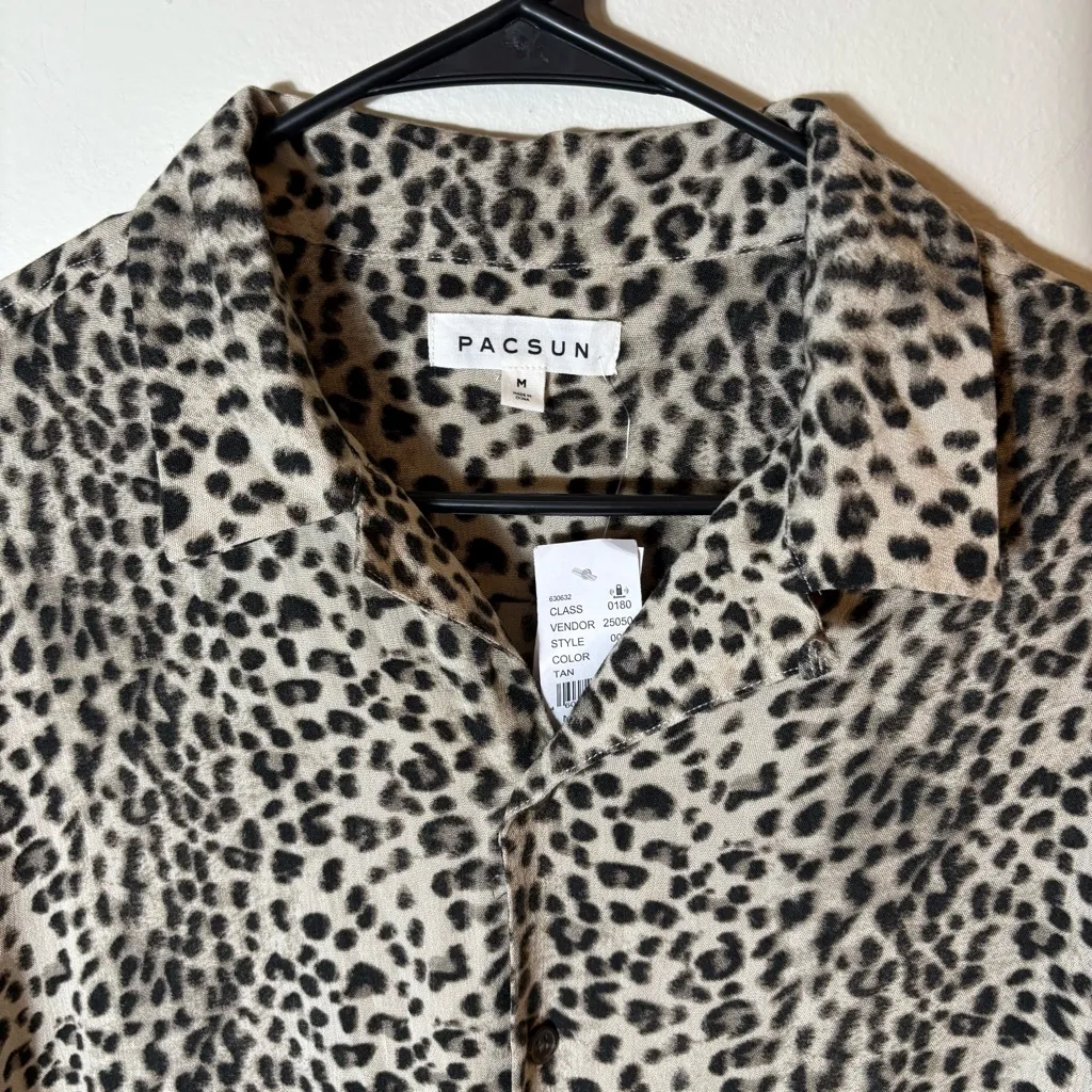 PacSun Leopard Print Button-Up Shirt Dress Oversized‎ Fit Size Medium - Image 2