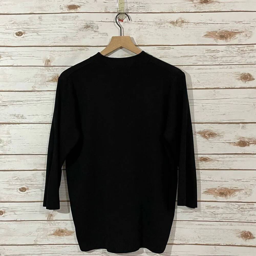 Misook Exclusively  Mandarin Collar Knit Top - Black - Medium - Image 11