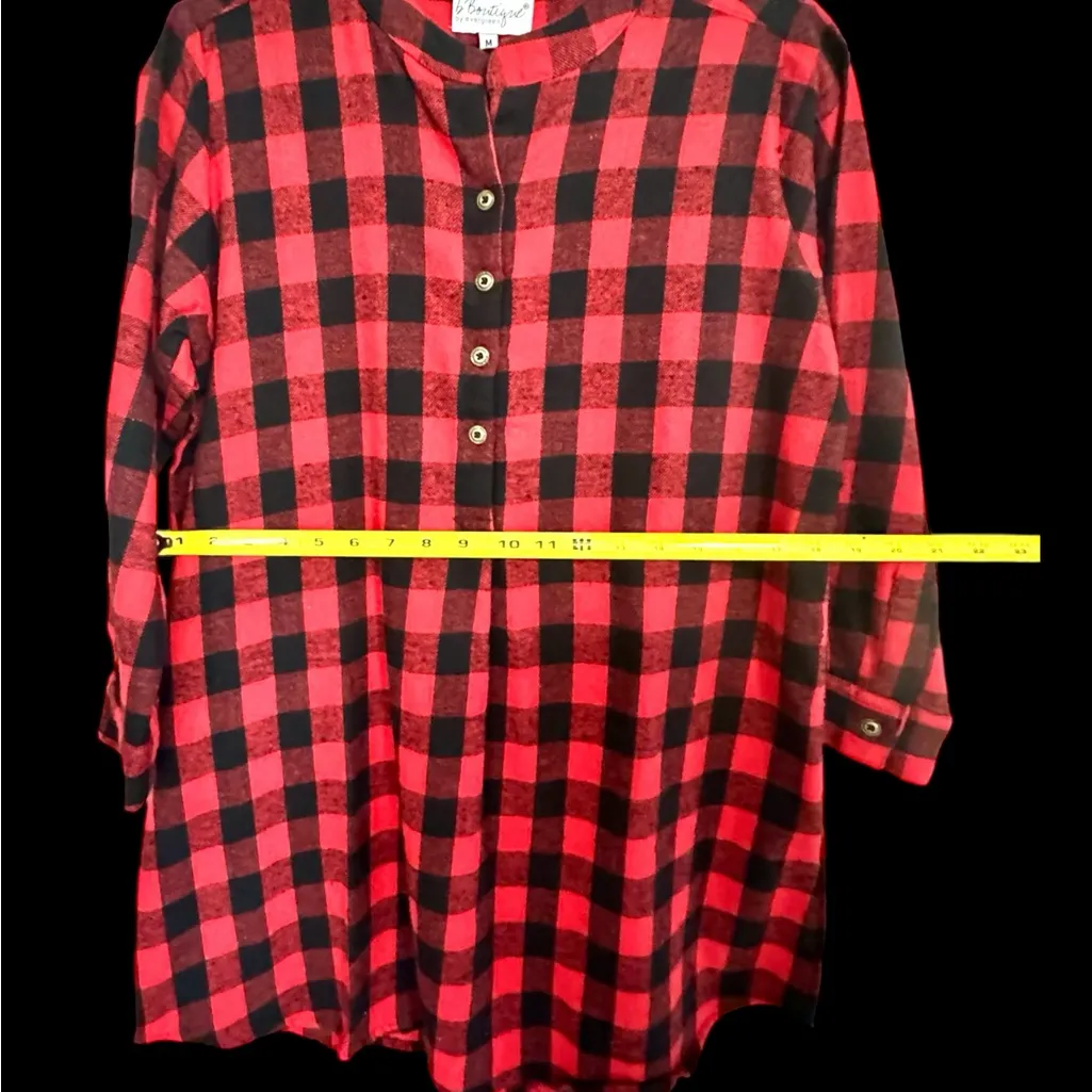 B Boutique by Evergreen: Women’s Red & Black Buffalo Plaid Button Dress Size M - Image 3