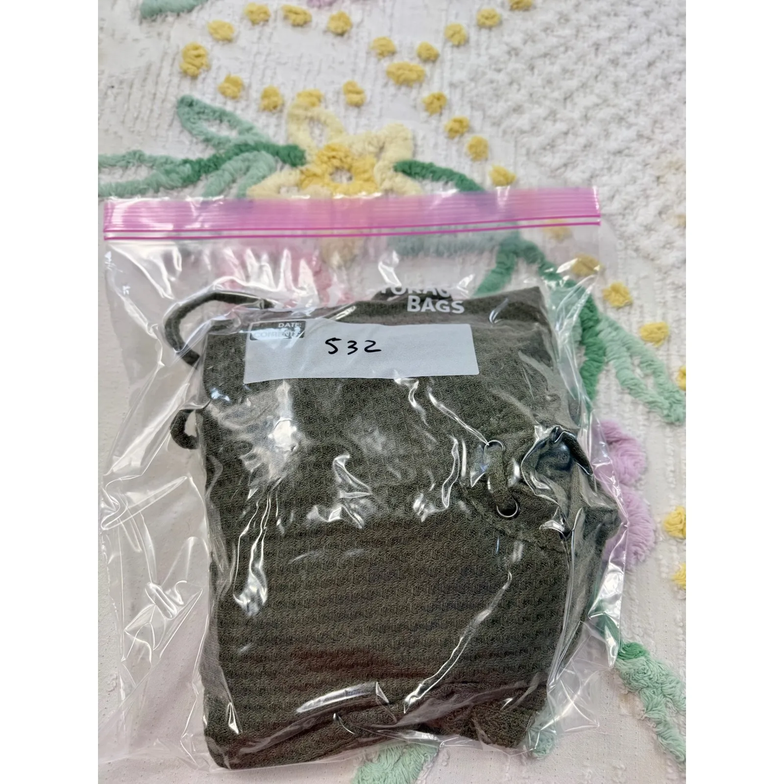 American Rag  Womens Olive Green Lace-Up Long Sleeve Waffle Knit Top XS - Image 9