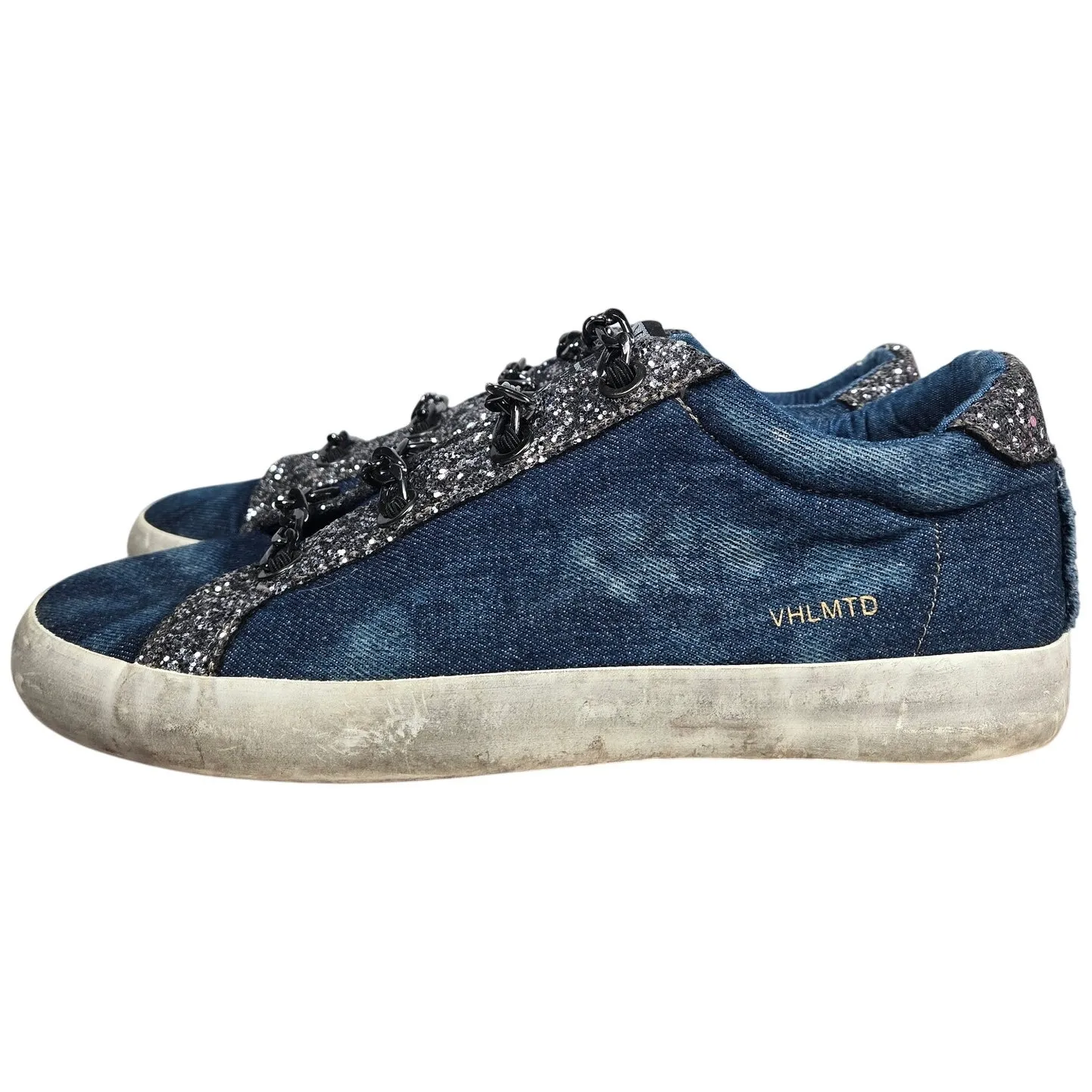 Vintage Havana Yves Washed Denim Sneakers Slip On‎ Sparkle Sneakers Chain 10 - Image 5