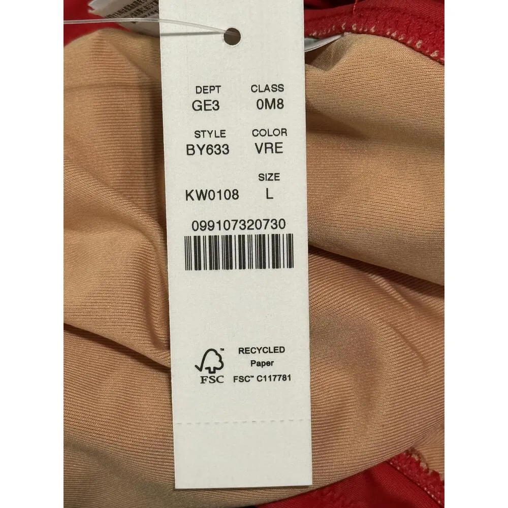 NWT J. Crew DD Halter Tie-Back Bikini Top With Mesh BY633 Bright Cerise Red Sz L - Image 9