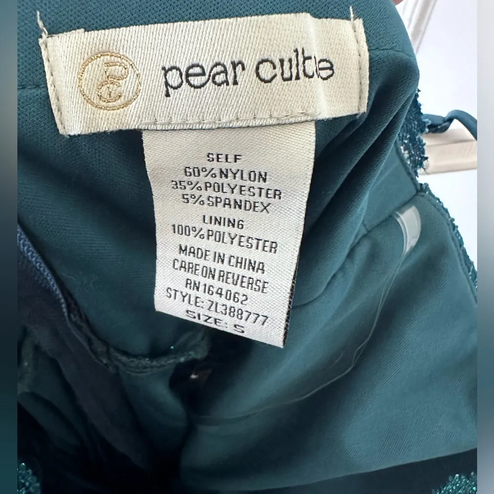 Pear culture Lace ruffle trim sparkly babydoll prom dress Green - Image 6