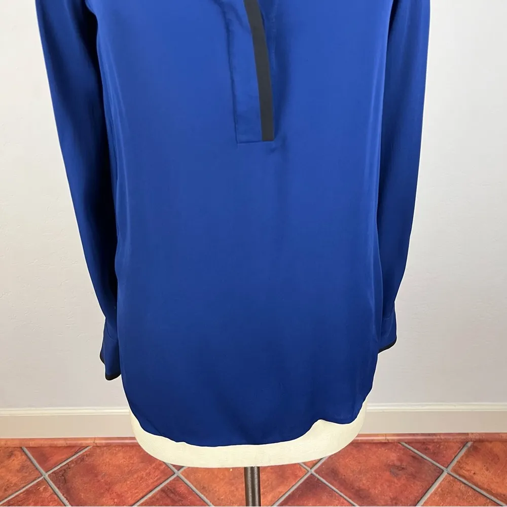 Vince Blue Split Neck Silk Blouse - Image 4