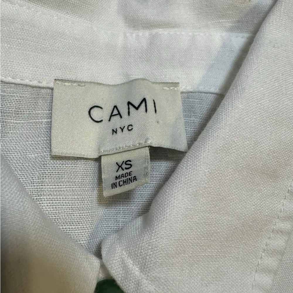 ✨ Cami NYC Belkis White Linen Blouse w/ Green Turquoise Buttons XS ✨ - Image 5