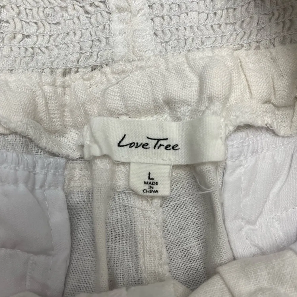 Love Tree Elegant White wide leg drawstring beach pants size L - Image 4