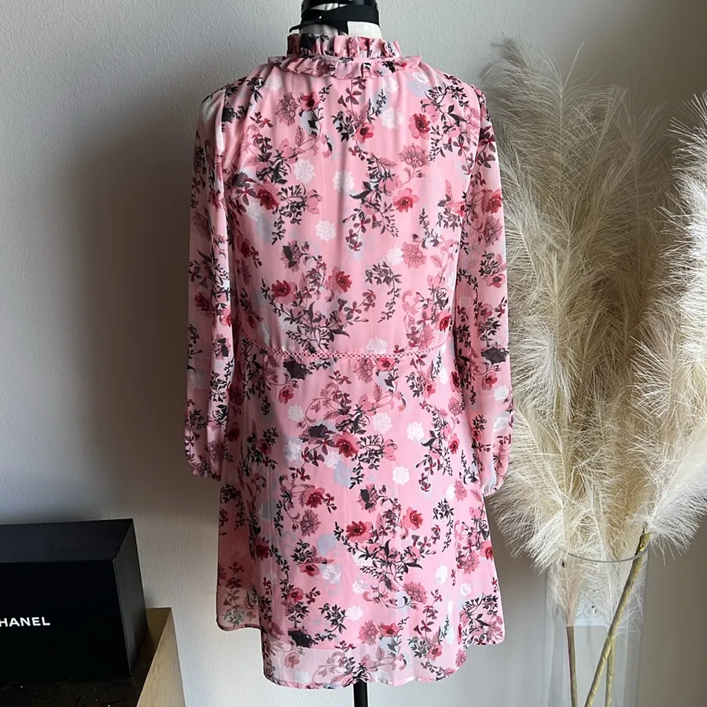 Kensie Long Sleeve Floral Pink Dress Size XS - Image 5