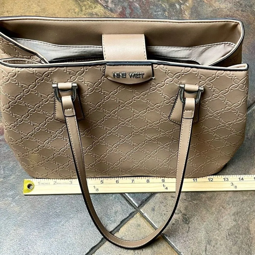 Nine West Marcelie Tote Tan Shoulder Scatchel - Image 9