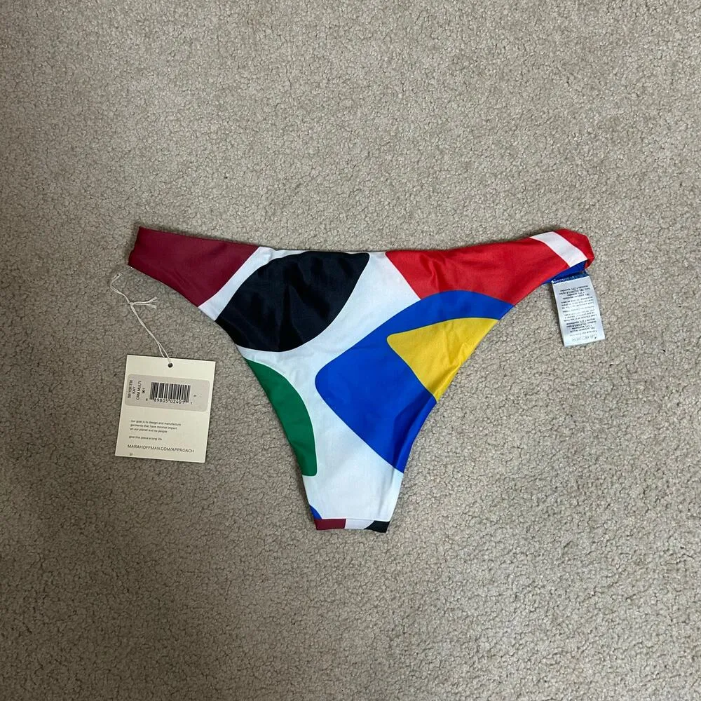NWT Mara Hoffman Women's S ZOA Crimson Multi Bikini Swim Bottom NWT UPF50+ Sz S - Image 4