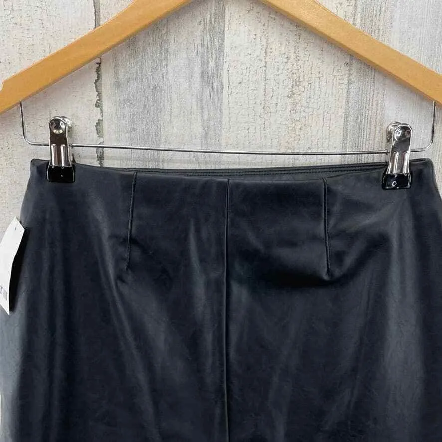 Bar III Non Leather Vegan Skirt Womens XS Black‎ Cross Front Lined Stretch Waist - Image 6