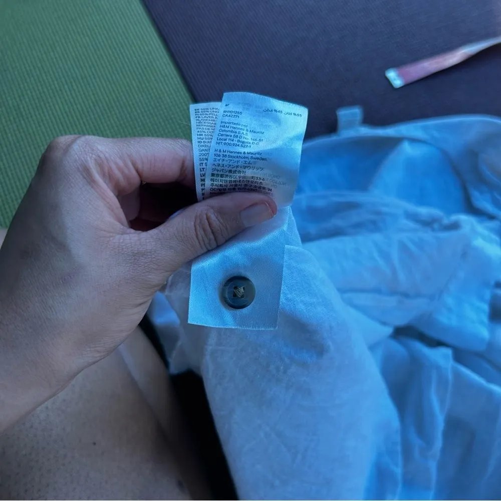 H&M White Linen Blend Top/ peasant top - Image 11