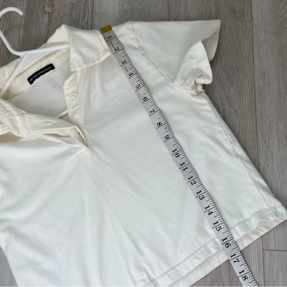 Brandy Melville Polo Shirt Cropped Cream womens (one size) sporty preppy school - Image 7