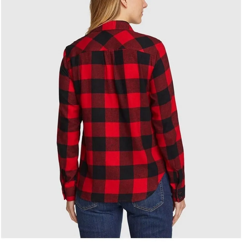 Eddie Bauer Women's Button Up Shirt S Red Black Buffalo Plaid Flannel Top Cotton - Image 2