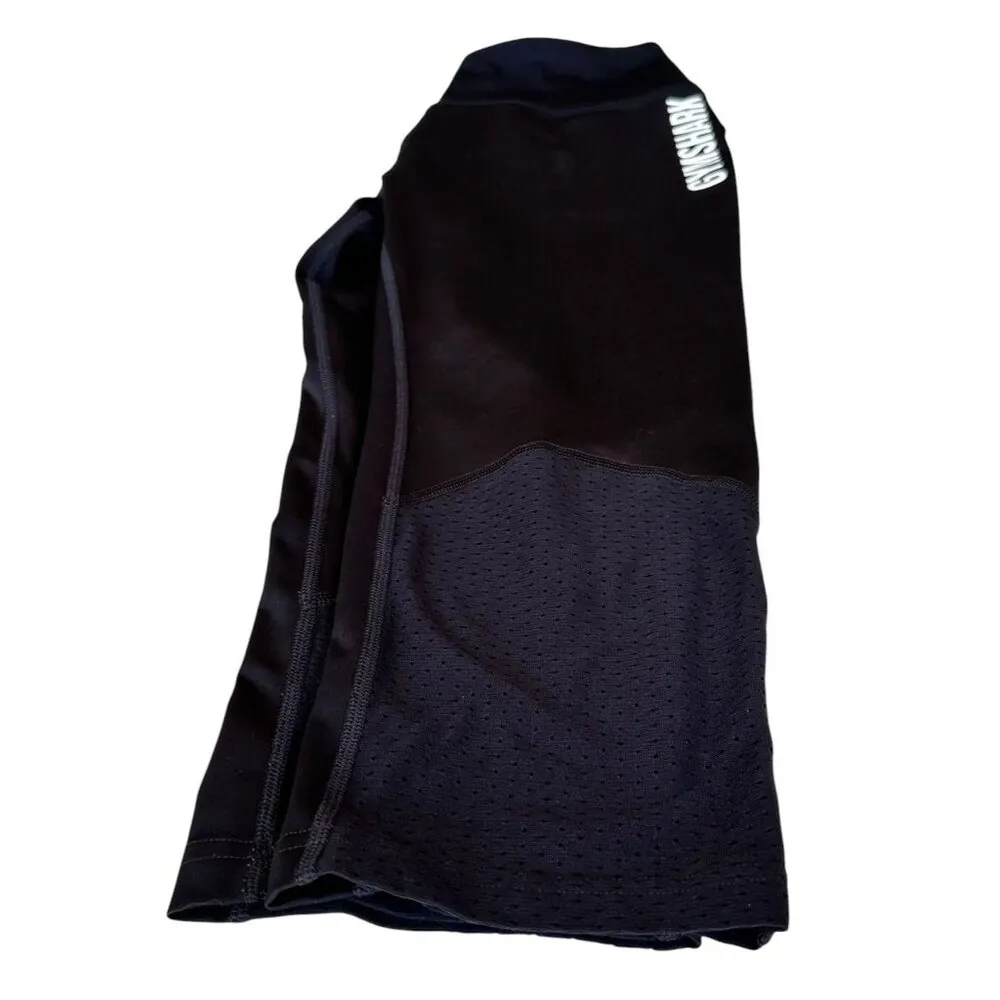 Gymshark Perforated Cropped Leggings Medium Black White Logo Gym Workout Pilates - Image 4