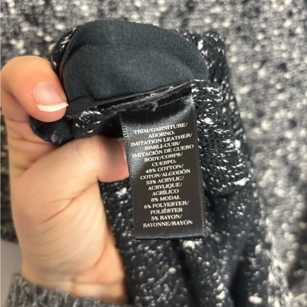 Ann Taylor Black White Tweed Textured Short Sleeve Fitted Mini Dress Cotton - Image 7