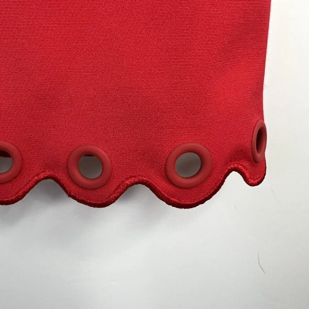 J. Crew Red Scallop Grommets Sleeveless Crew Neck Top E8749 Back Zip Women’s 4 - Image 4