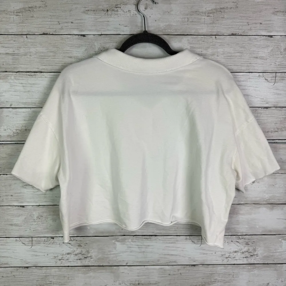 Aerie Offline Cropped Polo Shirt White Size Medium - Image 3