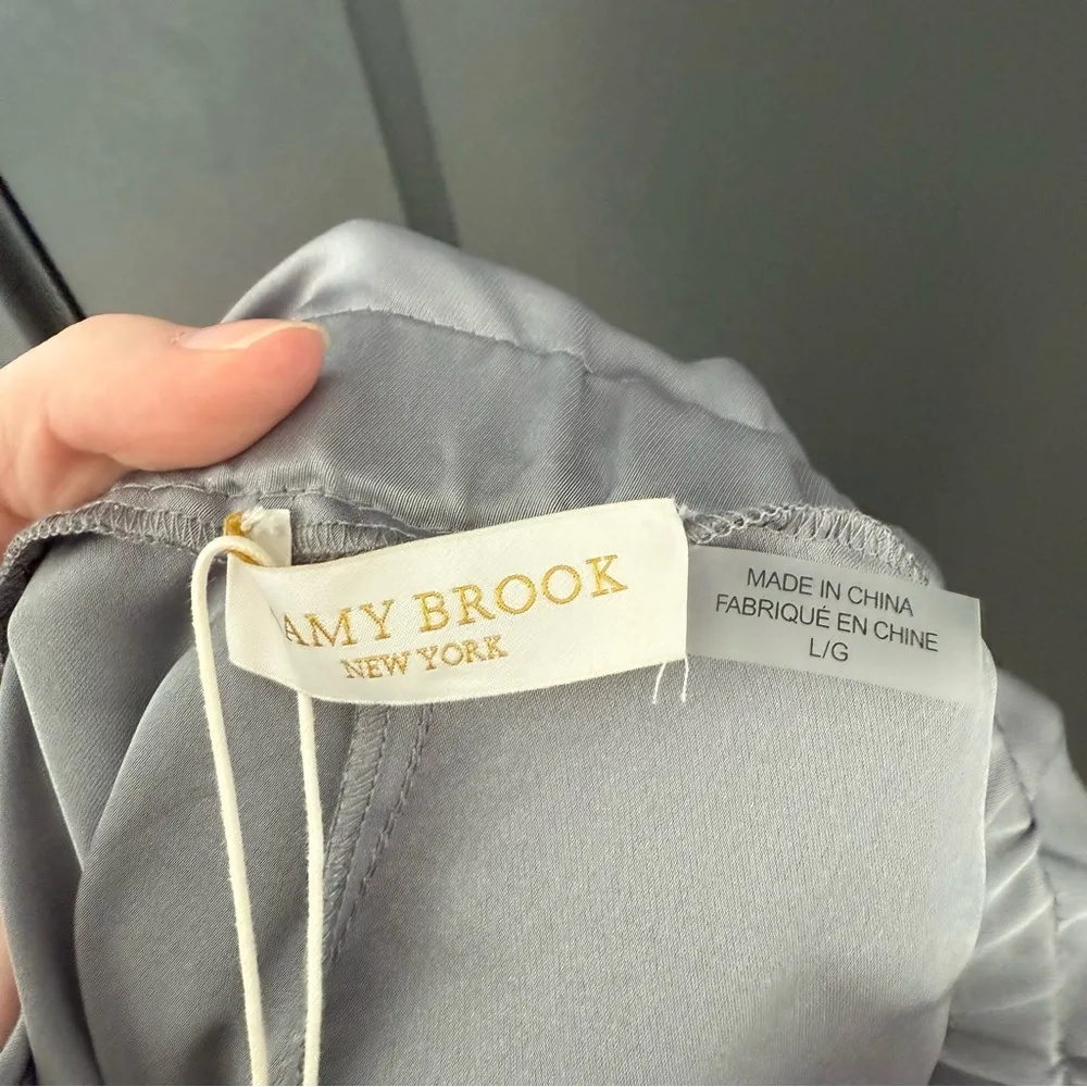 NWT Ramy Brook Allyn Satin Pocket Silver Pants Size Large - Image 3