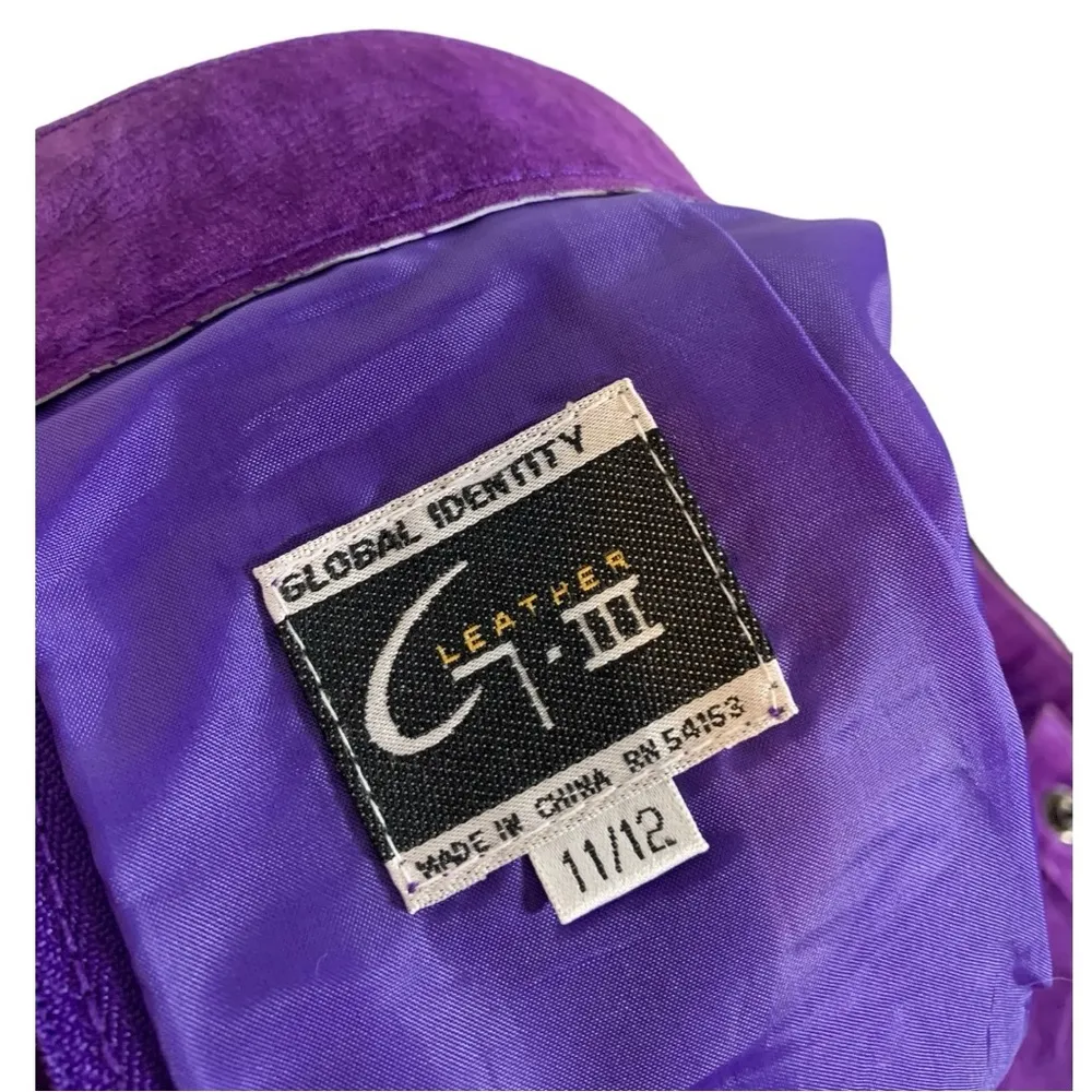 Vintage G III Suede Leather Skirt Size Medium Purple - Image 6