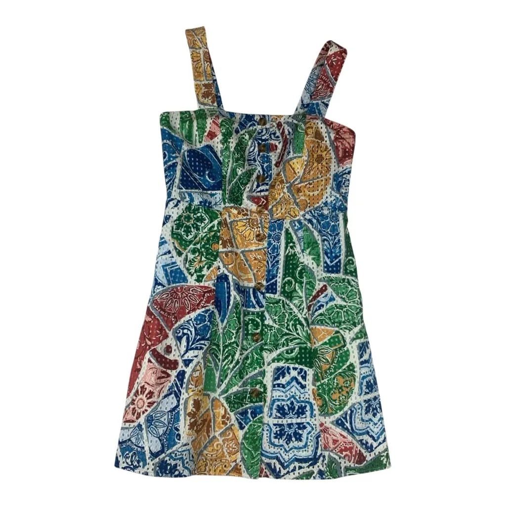 Farm Rio size medium tropical tile mini dress Colorful Patterned - Image 2
