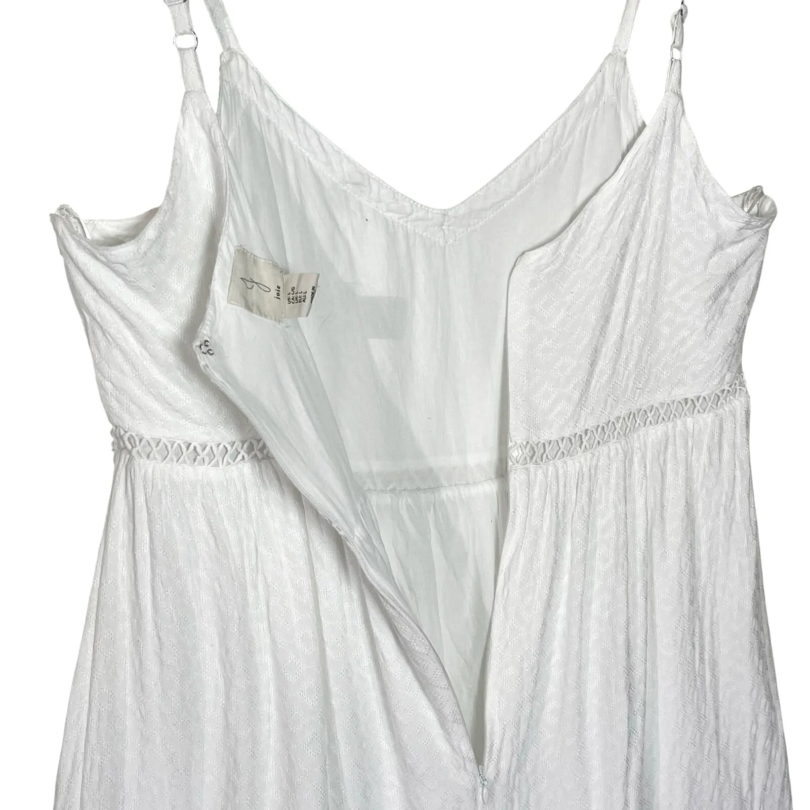 JOIE Women’s Boho White Lace Trim Spaghetti Strap Maxi Dress Large - Image 5