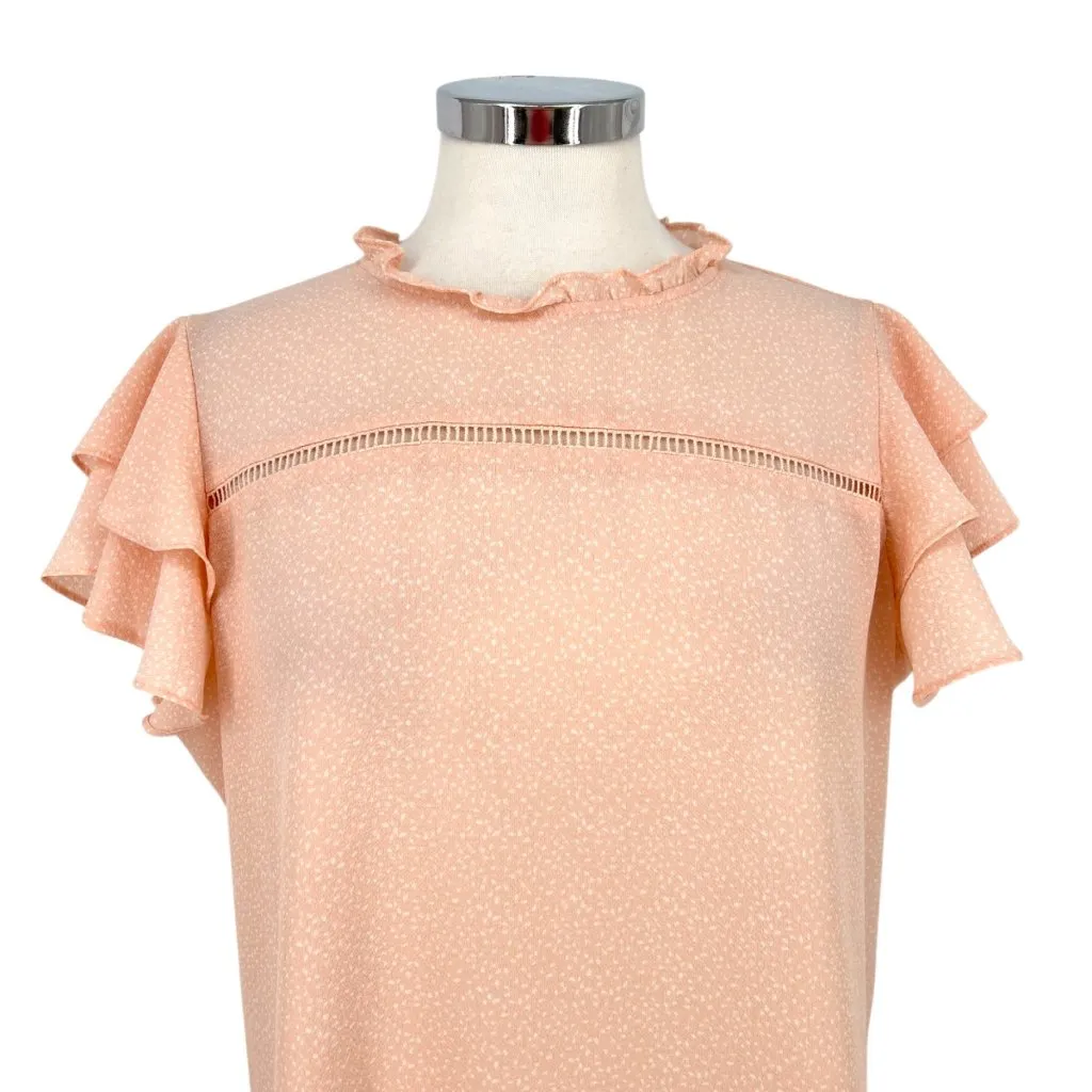 Adrianna Papell  Ruffle Flutter Sleeve Blouse Peach Pink Size Large - Image 2