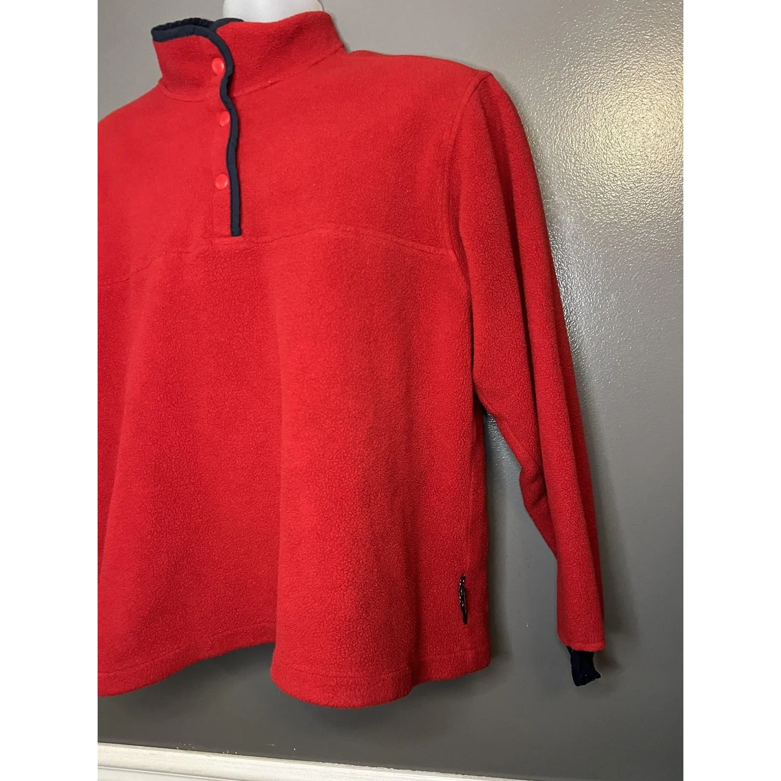 Woolrich Fleece Pullover Womens Medium Red Polartec Snap Mock Neck Outdoor Warm - Image 3