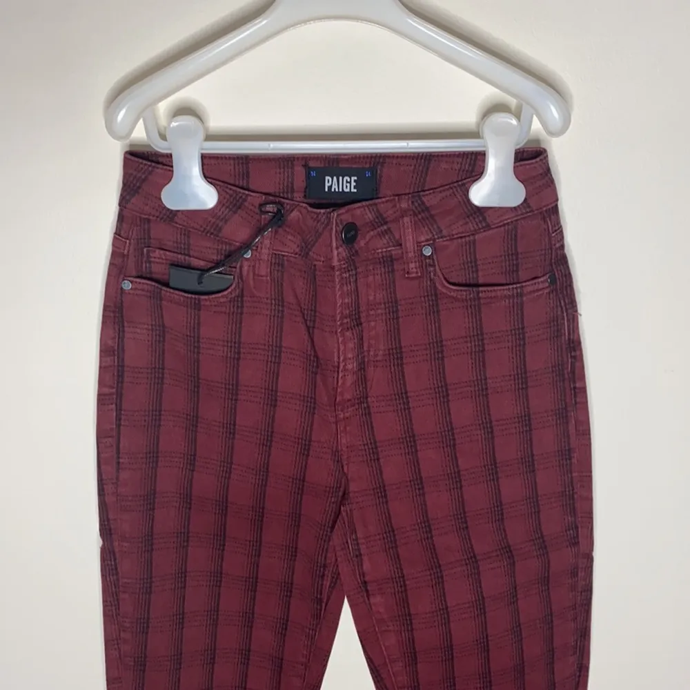 Paige Hoxton Tartan plaid high waist red skinny jeans size 25 - Image 61