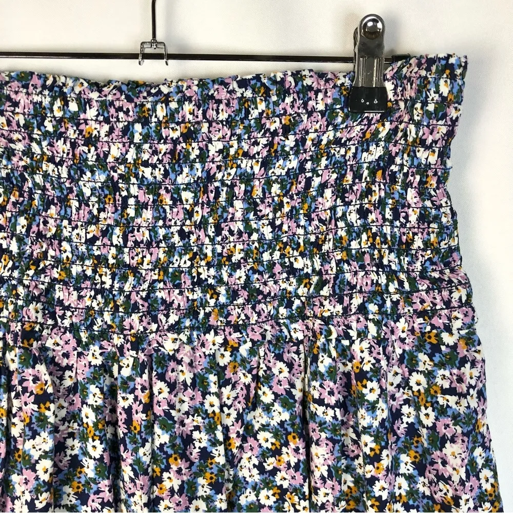 Arizona Purple & Blue Ditsy Floral Smocked Mini Skirt M - Image 3