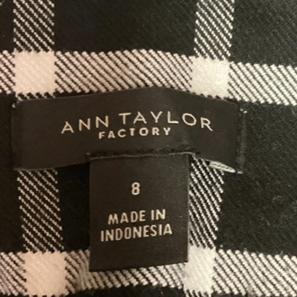 Ann Taylor Black Plaid Checkered Straight Leg High Rise Ankle Dress Pants Size 8 - Image 4