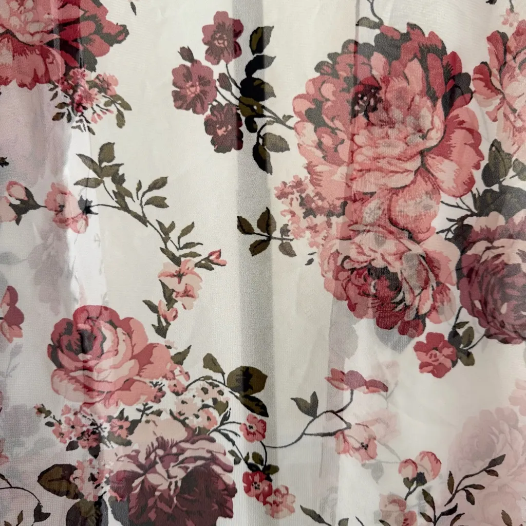 Oversized Bohemian Cottagecore Kimono Rose Modest Open Front Lace Sleeve Chic XS Pink - Image 4