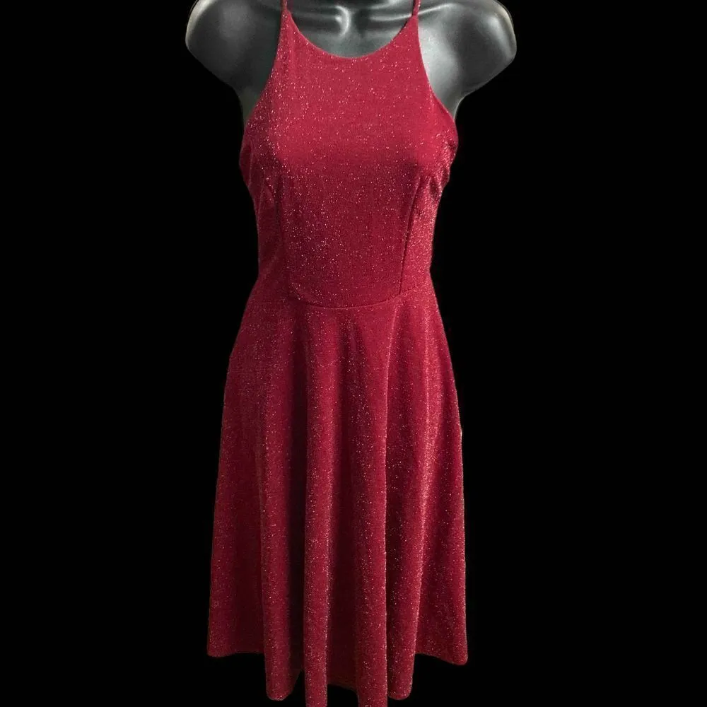 SOPRANO Women’s Size Small Shimmer Pomegranate/Wine‎ Criss Cross Dress New - Image 3
