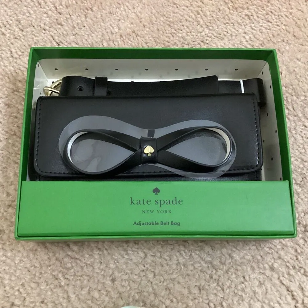 Kate Spade Bow Tie Genuine Leather Belt Bag Fanny Pack Black S/M NWT $108 - Image 2
